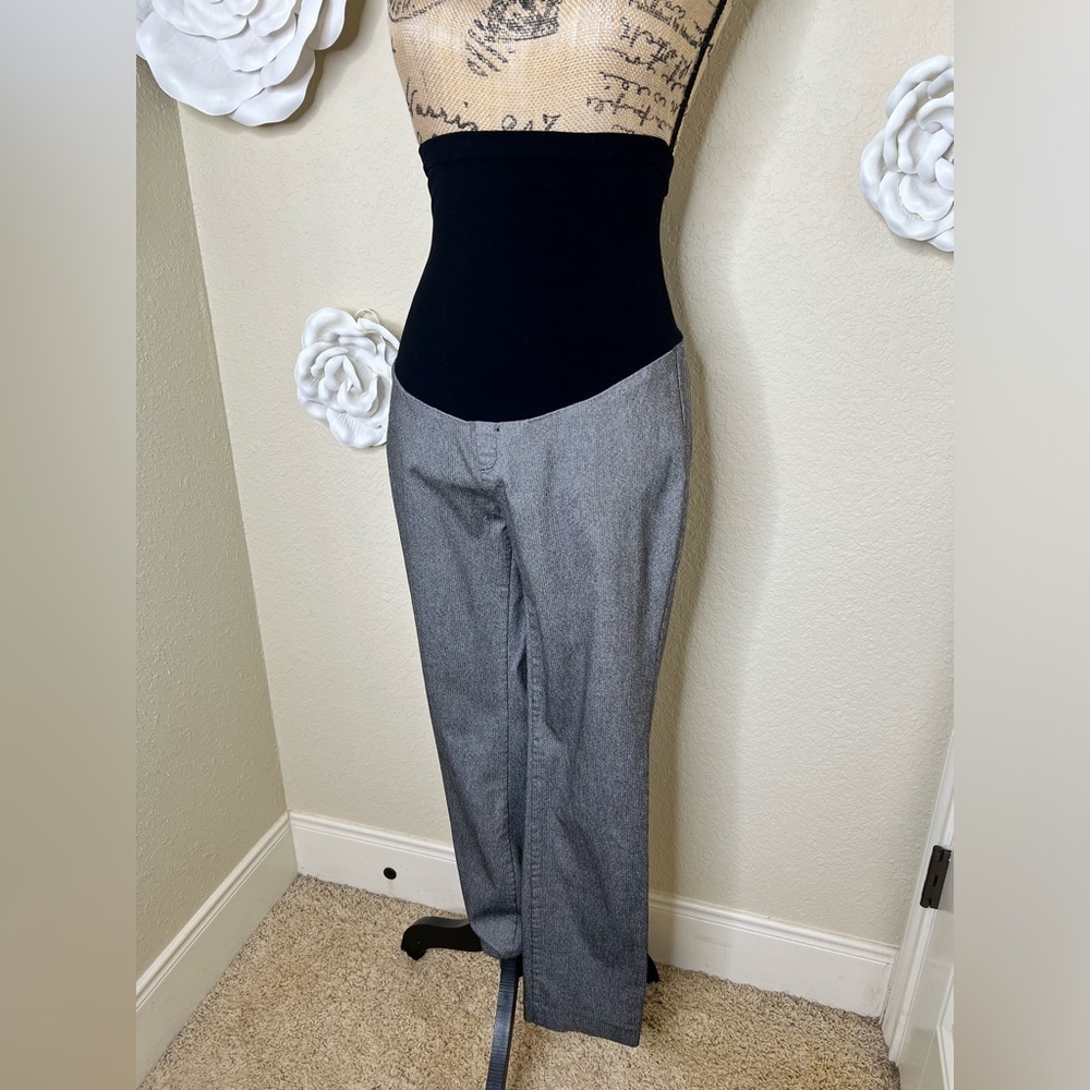 Motherhood Maternity Women’s Stretch Gray Secret Belly Straight Pants Sz Large - Picture 3 of 10